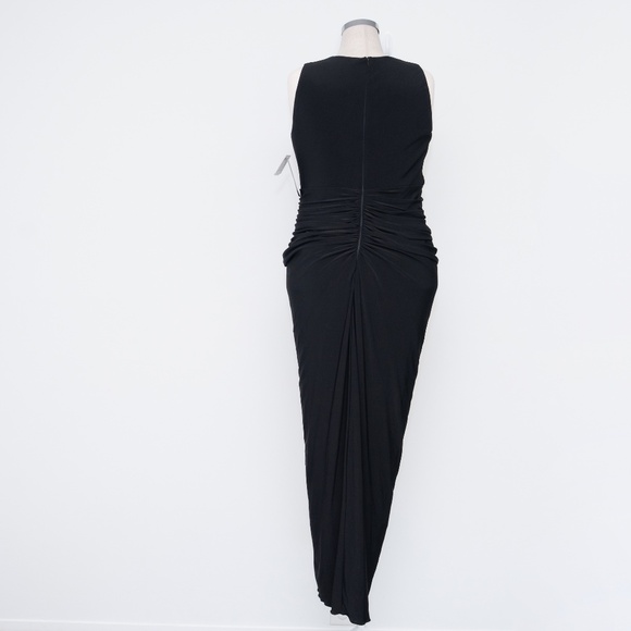 Betsy & Adam Plus Bobbi Long Ruffled V Neck Gown - Picture 3 of 13